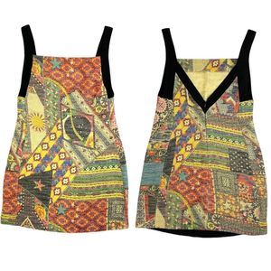 Rare FARM Rio Low V Back Cotton Linen Blend Print Dress, Size M